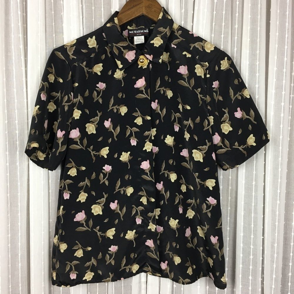 Vintage Notations Floral Button Down Top